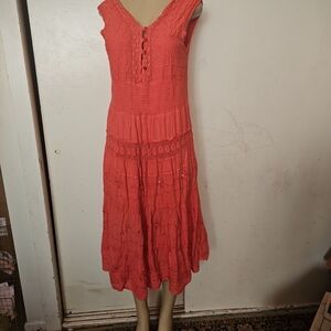 Chic Coral Midi Dress